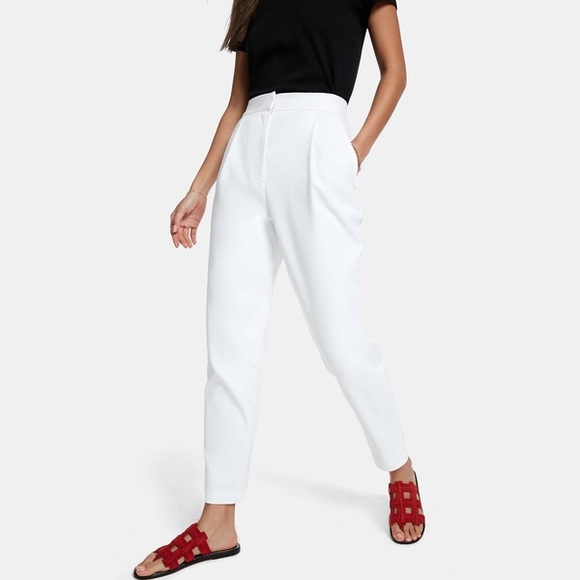 white high waisted pleated pants